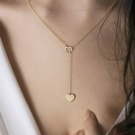 Europe And The United States Big Fashion Popular Personality New Peach Heart Love Pendant Women's Y-shaped Necklace Wholesale