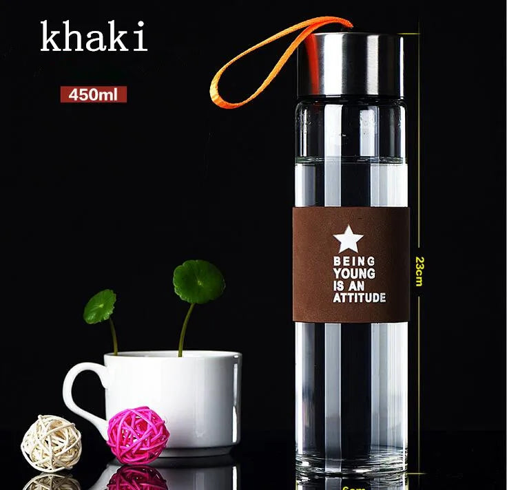 High-Quality Glass Water Bottle(450ML)