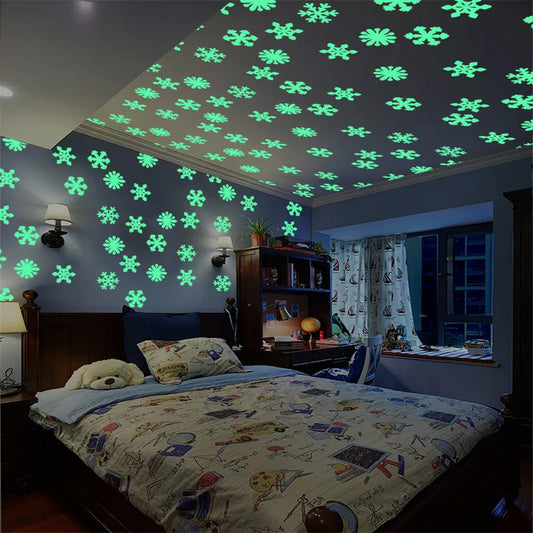 50pcs Luminous Snowflakes Wall Sticker