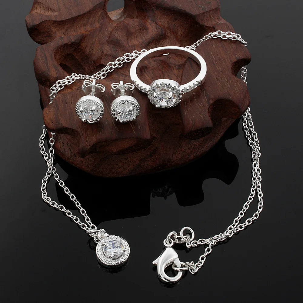 Sterling Silver Fashion Elegant Women Jewelry Set