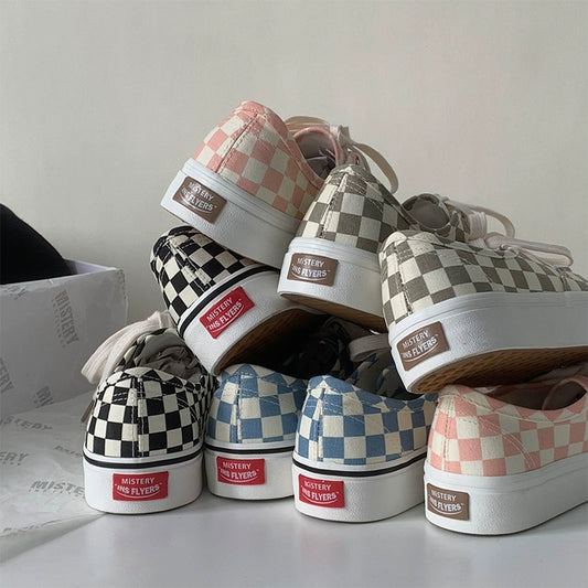 Spring Ins Trendy Niche Skateboard Shoes Chessboard Plaid