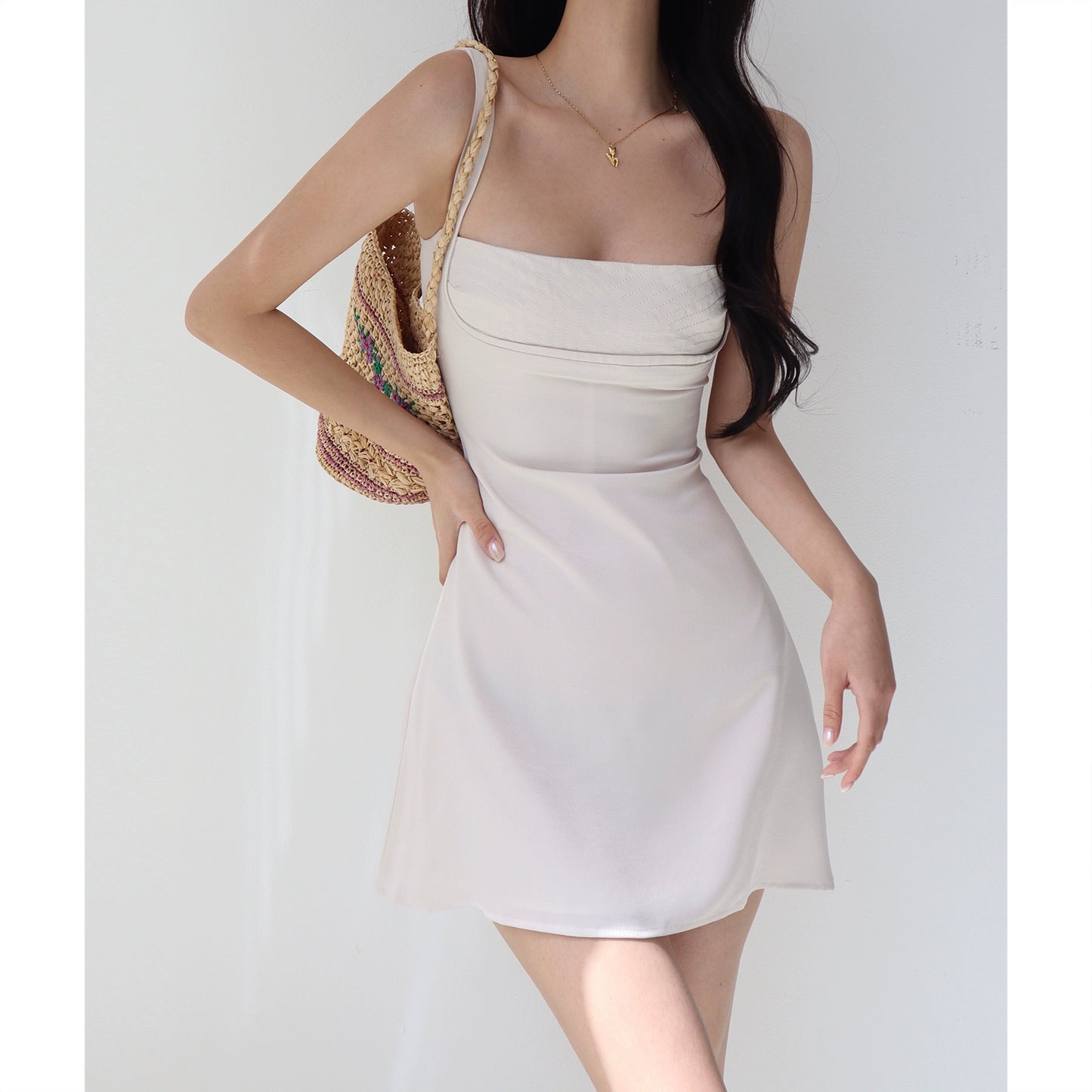 Fast Fashion Slim-fit Waist Suspender Short Dress