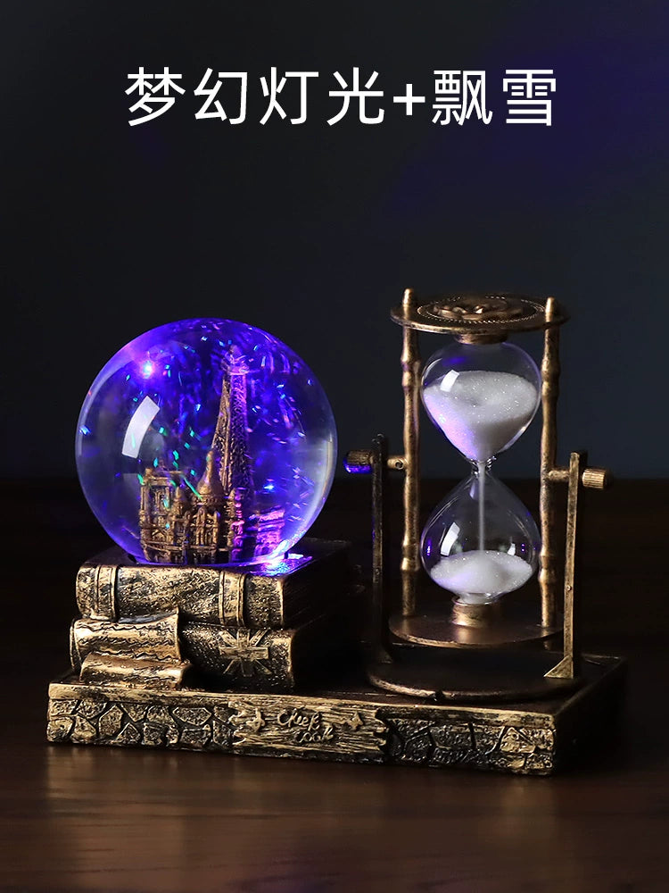 Retro Crystal Ball Sand Clock Timer Creative Decoration Wine Cabinet Living Room Home Decoration Stylish Room TV Cabinet