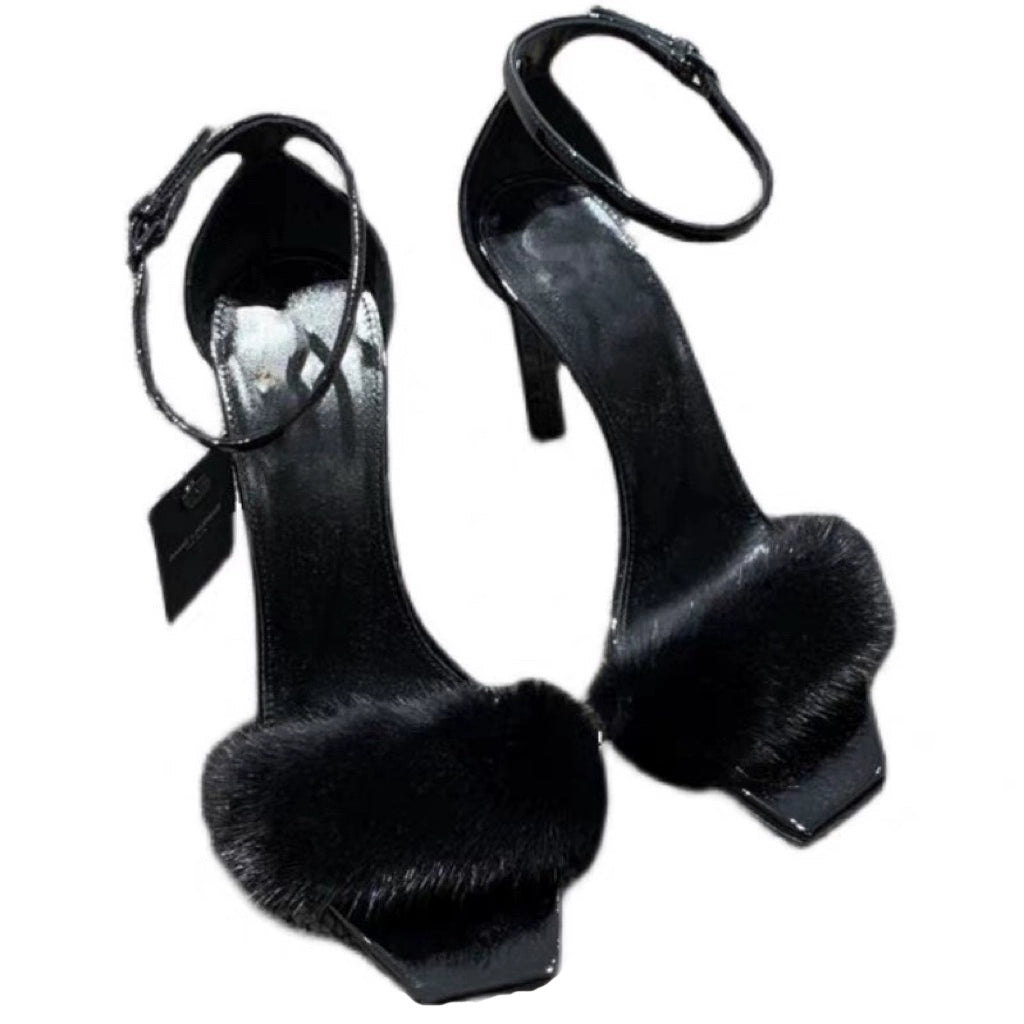 Mink Fur Style Women's High Heels for Spring and Summer