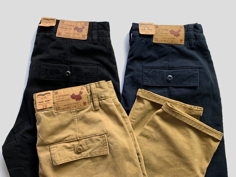 Retro Workwear American Kaji Thick Cotton Casual Pants