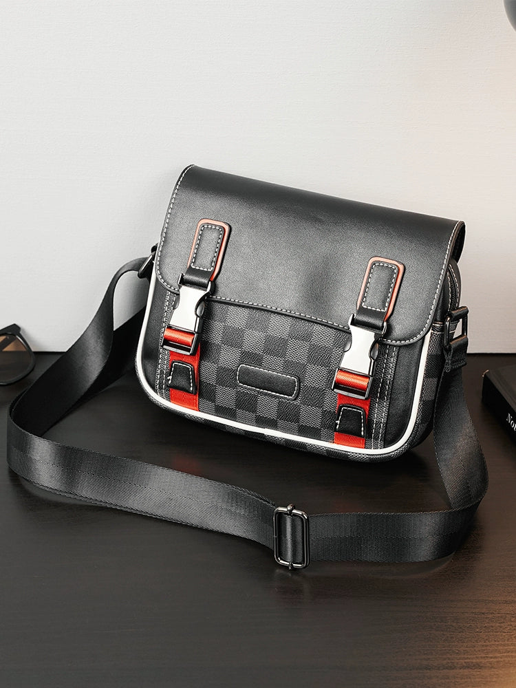 Retro Style Plaid Crossbody Shoulder Bag for Men