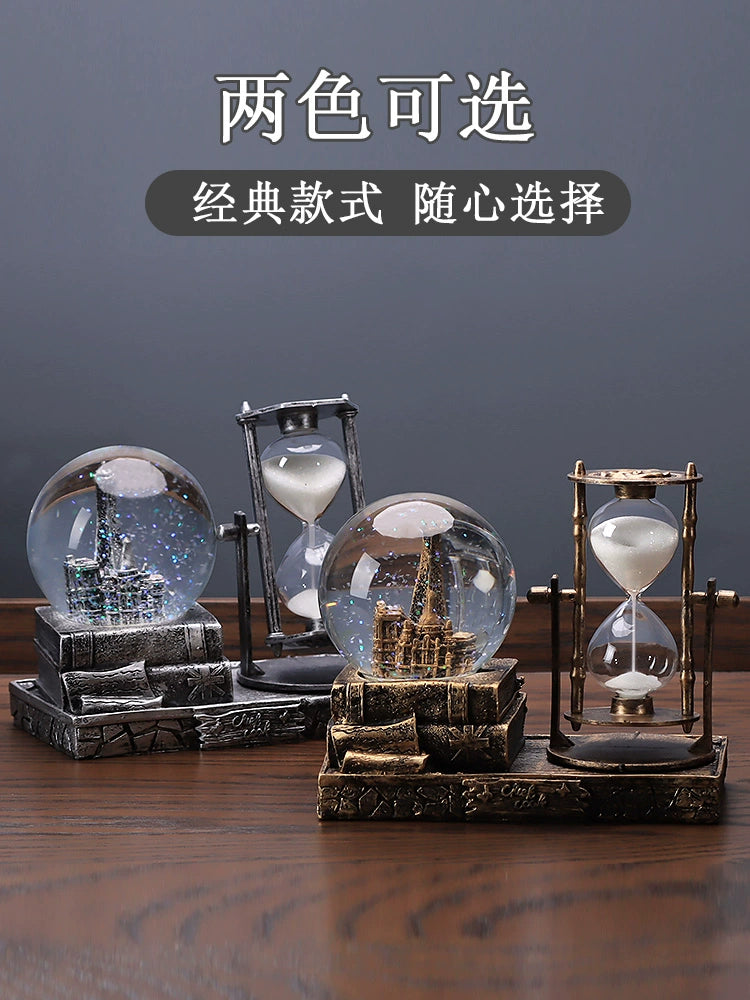 Retro Crystal Ball Sand Clock Timer Creative Decoration Wine Cabinet Living Room Home Decoration Stylish Room TV Cabinet