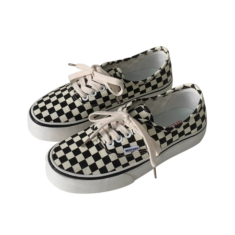 Spring Ins Trendy Niche Skateboard Shoes Chessboard Plaid