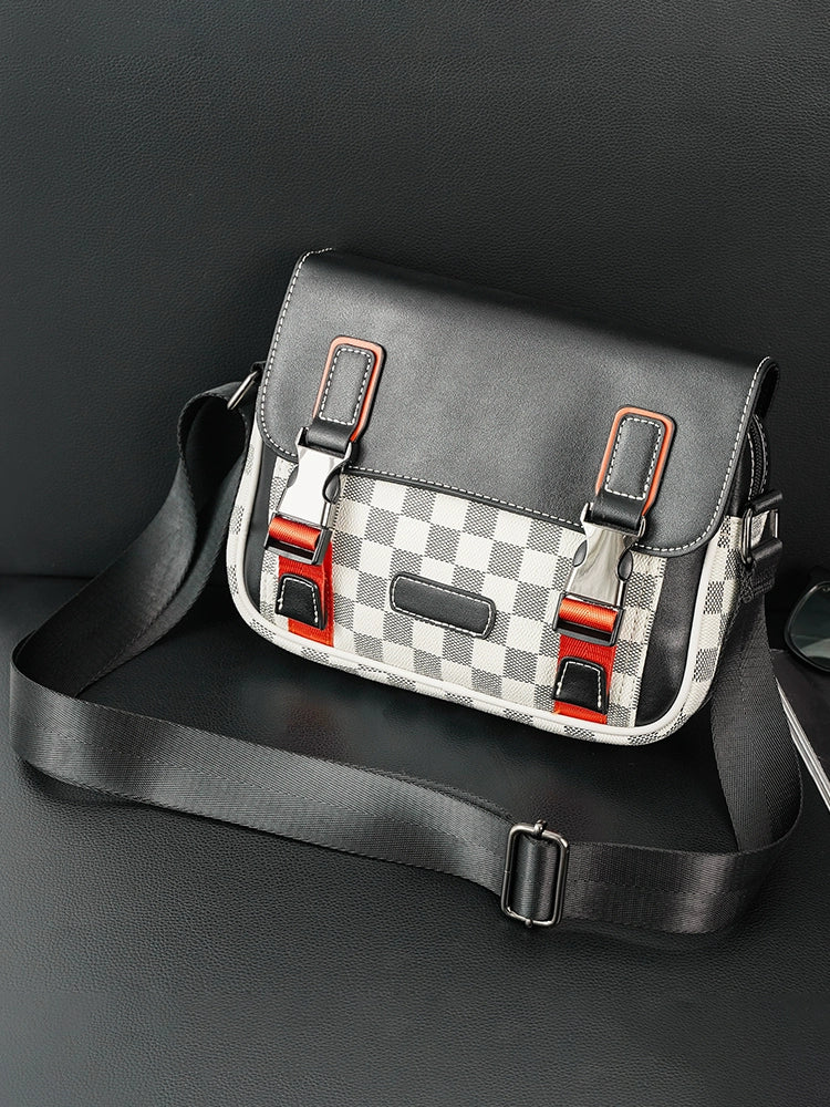 Retro Style Plaid Crossbody Shoulder Bag for Men