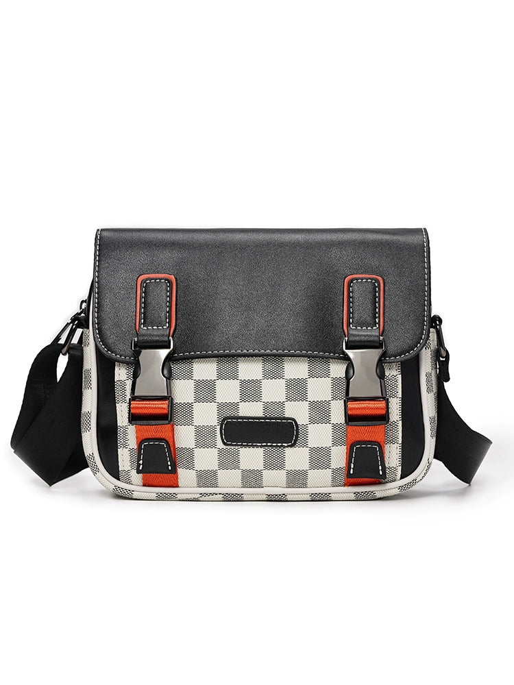 Retro Style Plaid Crossbody Shoulder Bag for Men