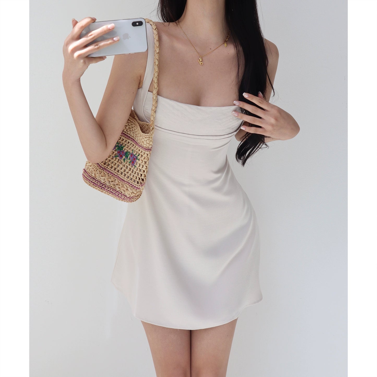 Fast Fashion Slim-fit Waist Suspender Short Dress