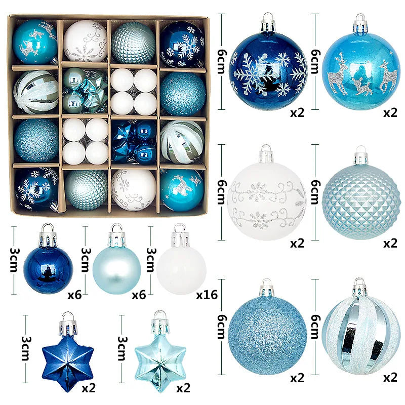 Deluxe Christmas Ball Ornament Set with Snowflake Pendants – Ideal for Large Xmas Trees & Festive Home Décor