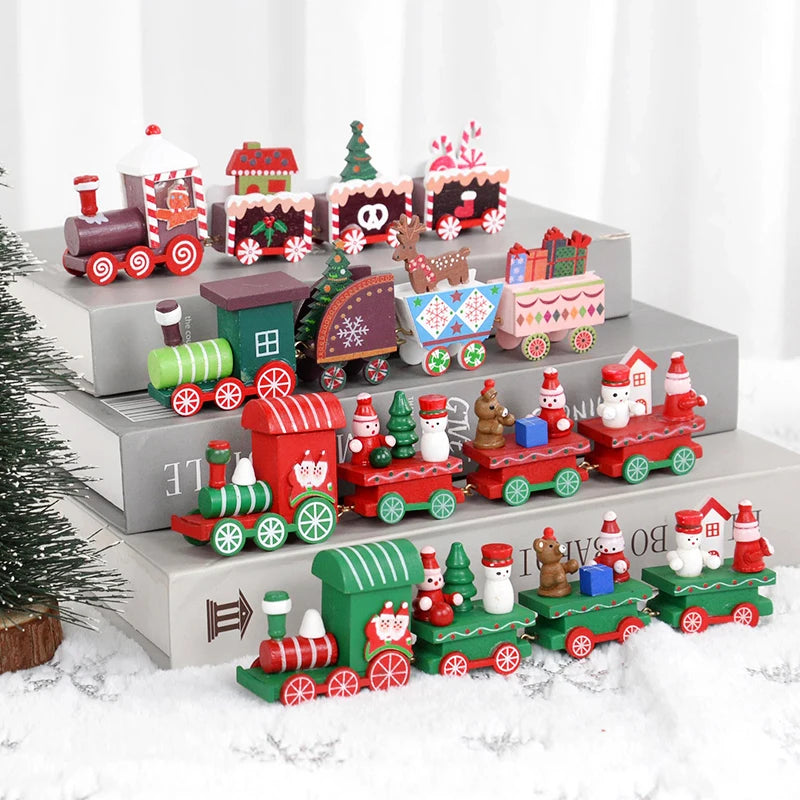 Christmas Wooden Train Merry Christmas Decorations for Home