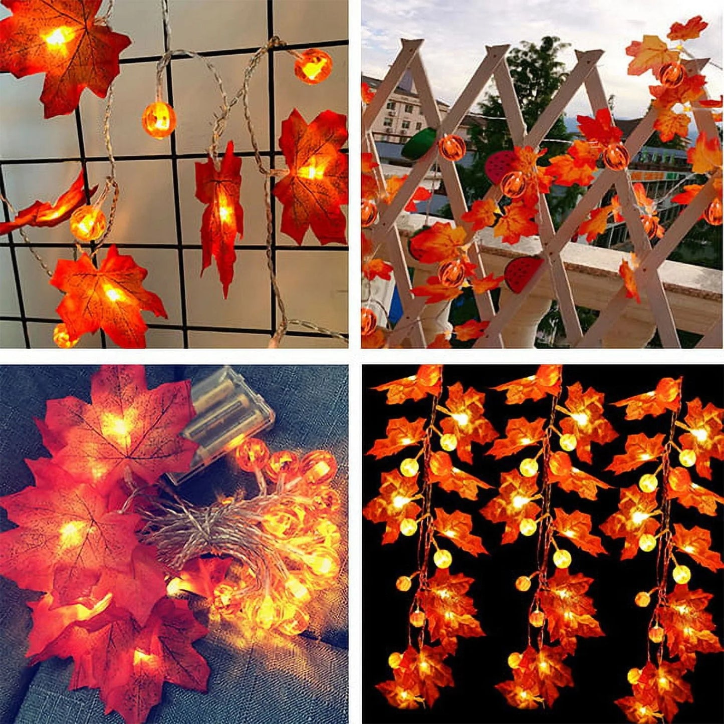 Battery-Operated Maple Leaf String Lights – 10/20/30/40 LED Waterproof Decorative Lights for Autumn & Halloween