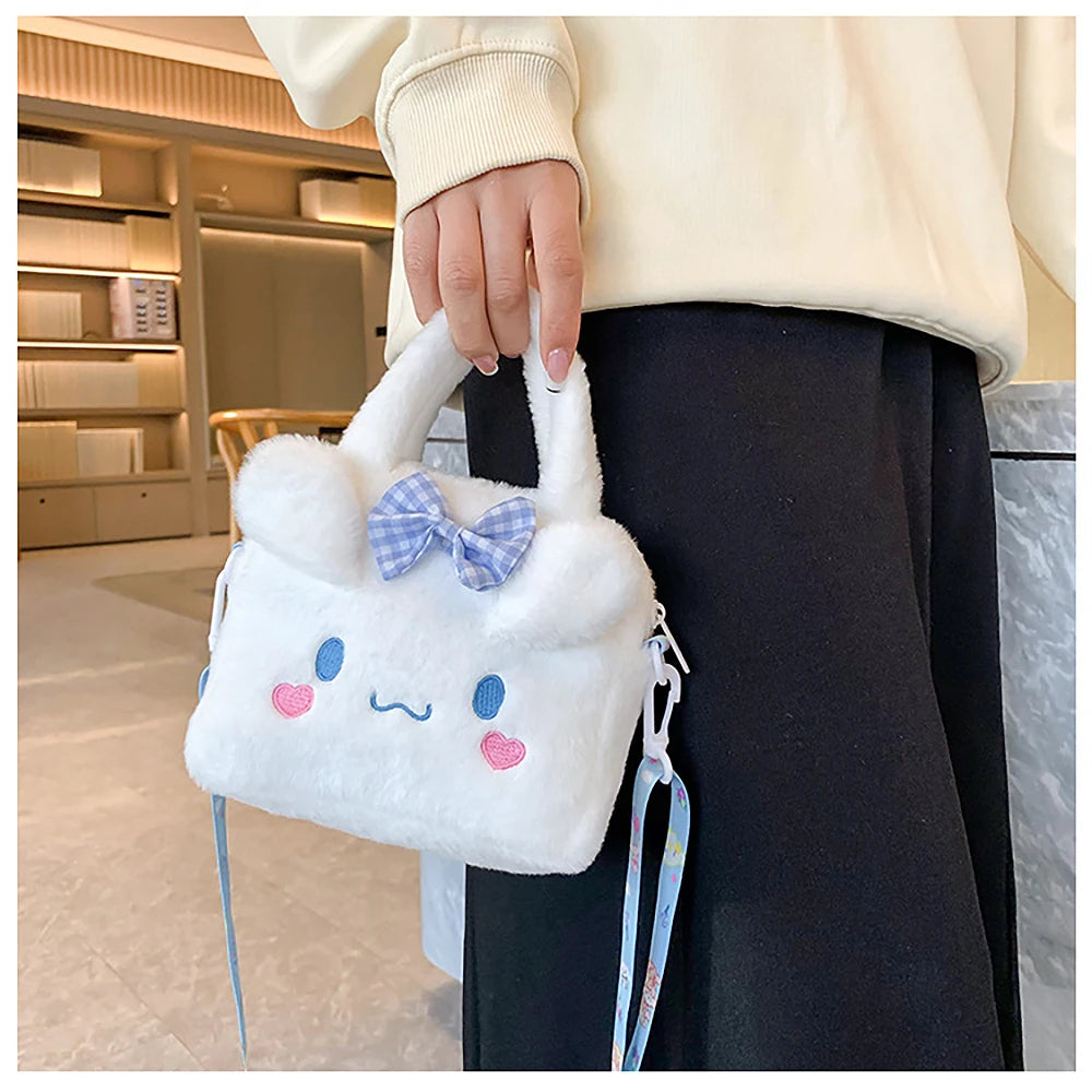 Sanrio Plush Bag Kawaii Kuromi Cinnamoroll Melody Cartoon Anime Handbag Crossbody Cosmetic Travel Storage Bags Women Girls