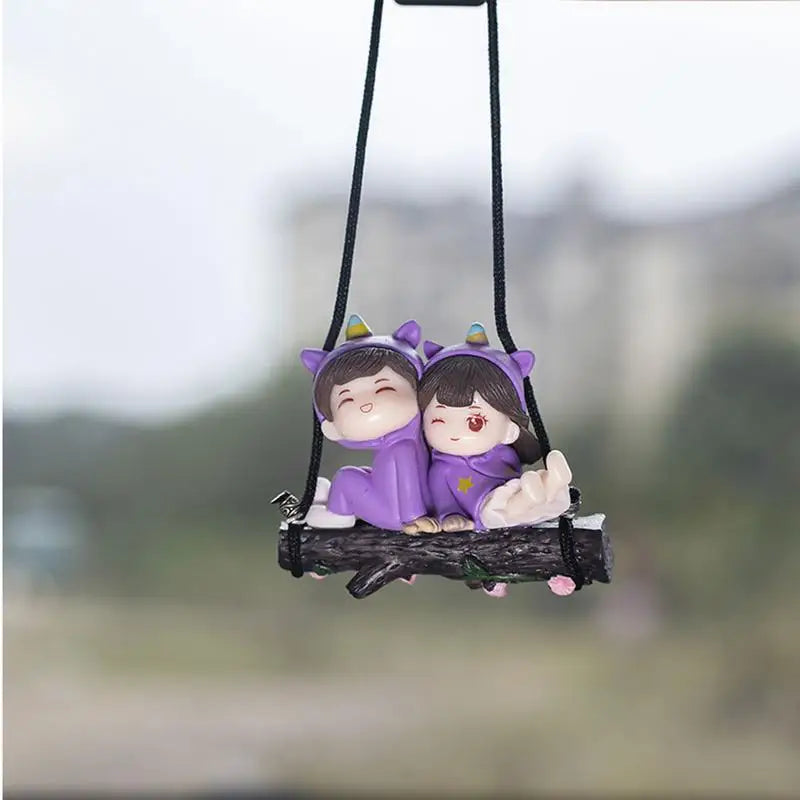 Cute swing couple car pendant