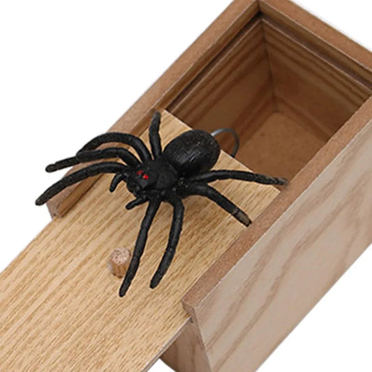 Wooden Prank Trick Practical Joke Home Office Scare Toy Box Gag Spider Kid Parents Friend Funny Play Joke Gift Surprising Box