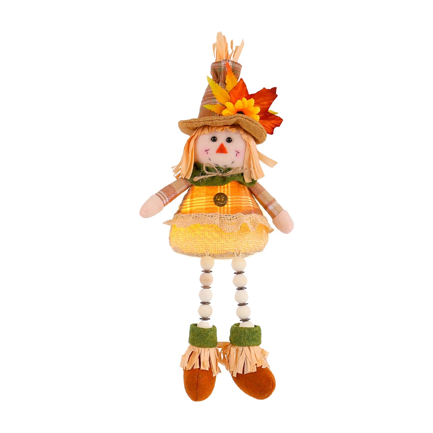 Colorful Flower & Leaf Scarecrow Plush Ornament