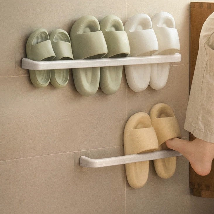 Punch-Free Wall-Mounted Slippers Rack - Lanjiaoluo Bathroom and Toilet Shoe Organizer with Drainage