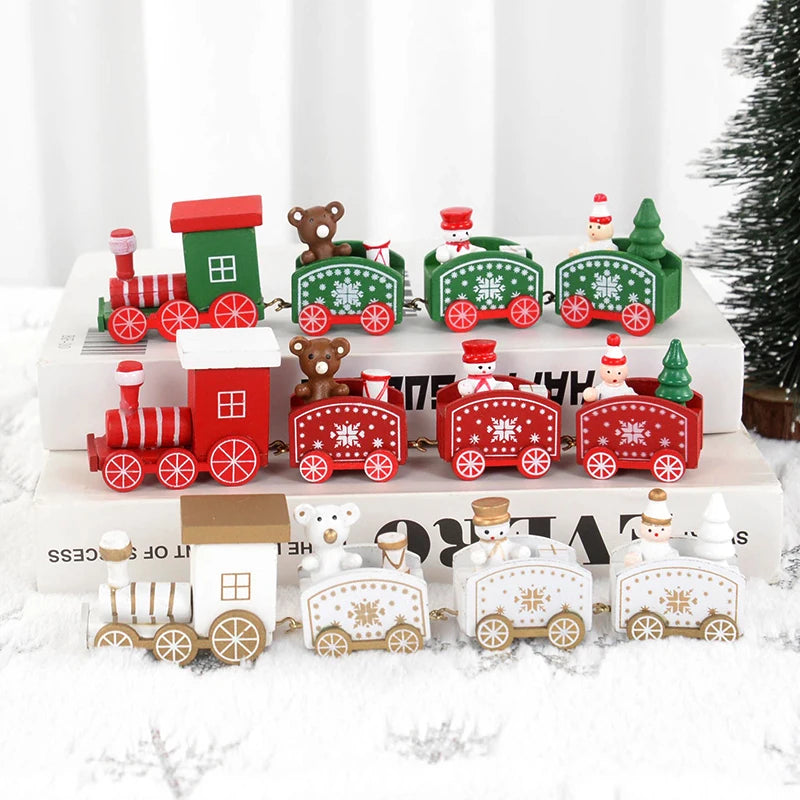 Christmas Wooden Train Merry Christmas Decorations for Home