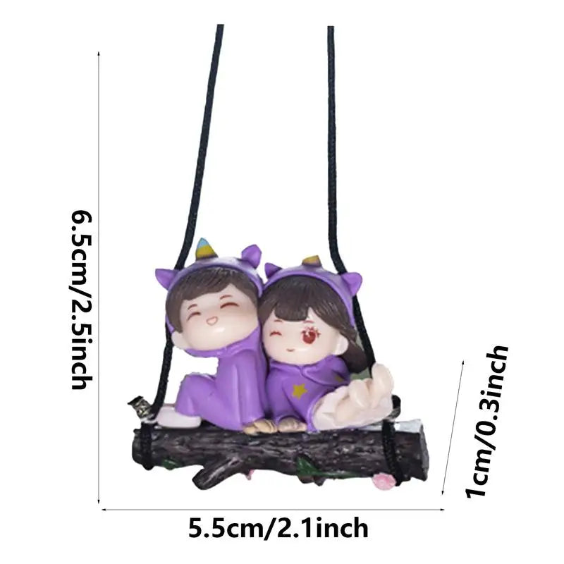 Cute swing couple car pendant