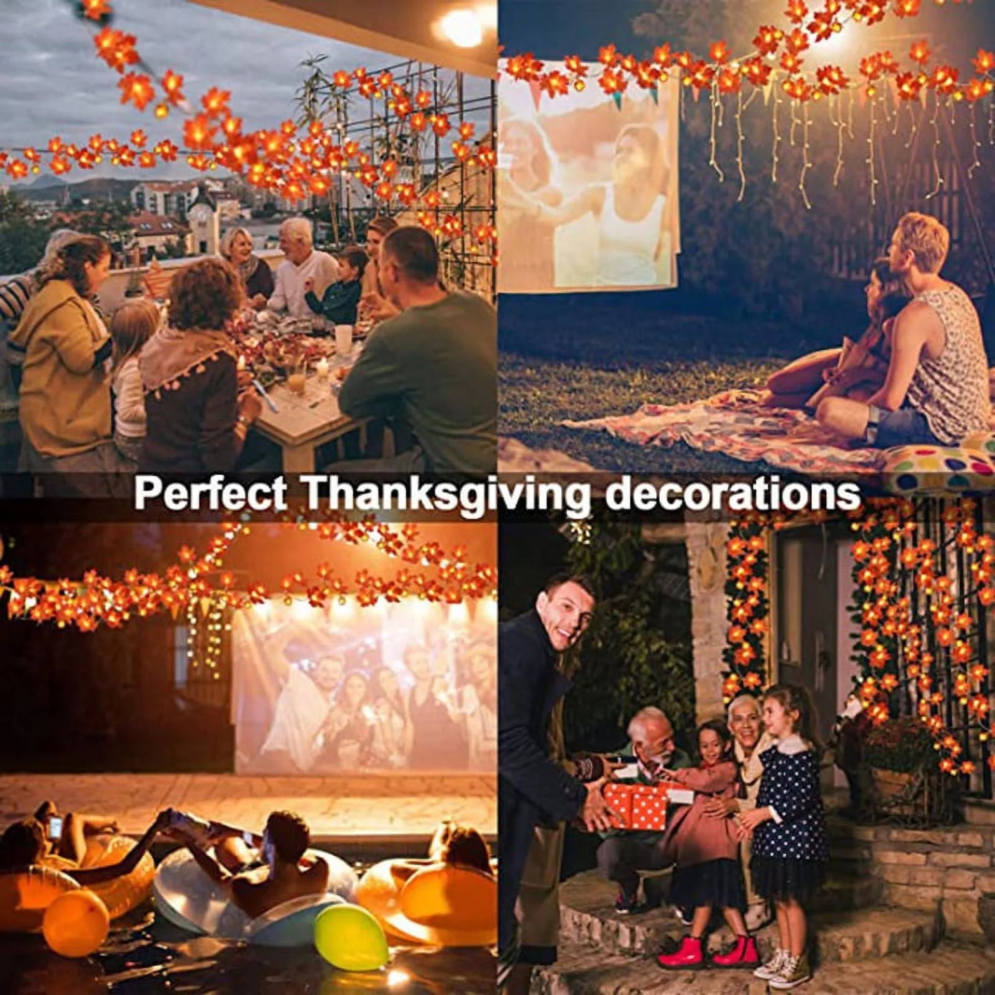 Battery-Operated Maple Leaf String Lights – 10/20/30/40 LED Waterproof Decorative Lights for Autumn & Halloween