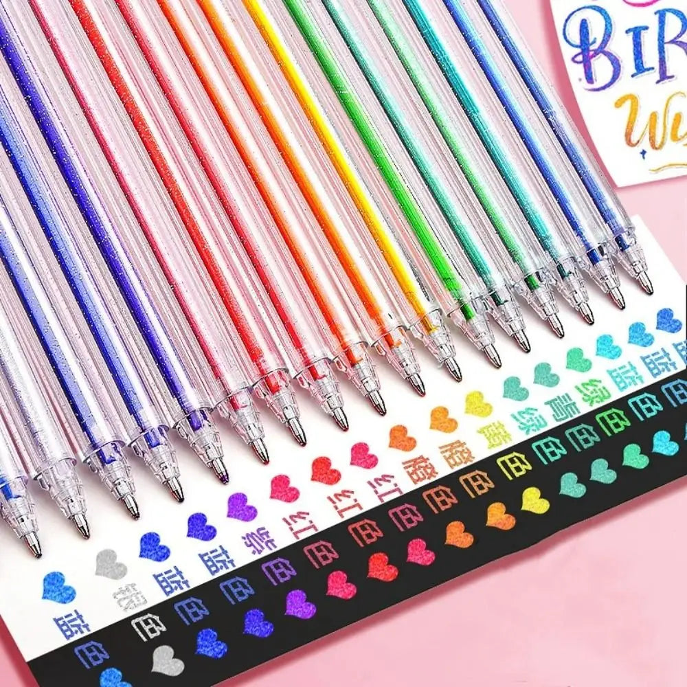 Gel Pen Glitter Gel Pen Set New Glitter School Supplies Colored Pens Set Fun Students Marking Highlighter Pen