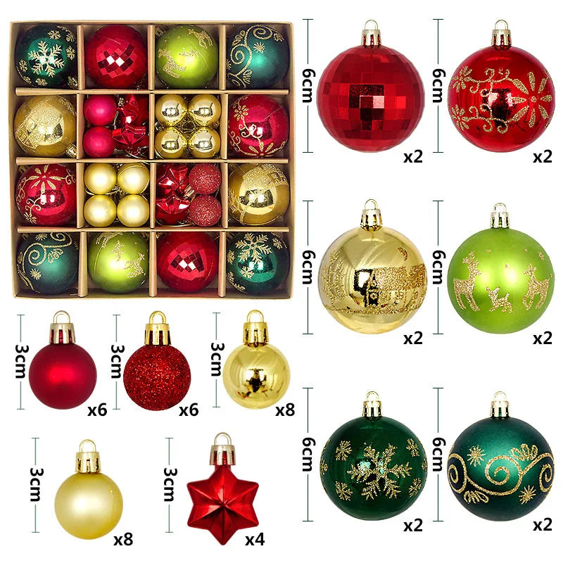 Deluxe Christmas Ball Ornament Set with Snowflake Pendants – Ideal for Large Xmas Trees & Festive Home Décor