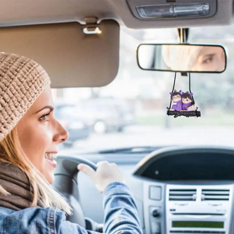 Cute swing couple car pendant