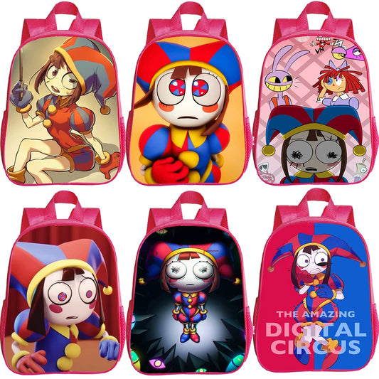 The Amazing Digital Circus Backpack Pomni Jax Print Pink School Bags Girls Kindergarten Bag Kids Cartoon Bookbag Small Mochila