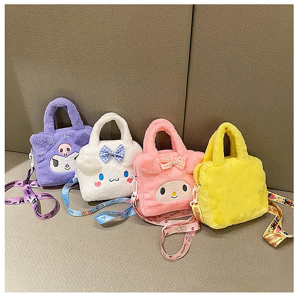 Sanrio Plush Bag Kawaii Kuromi Cinnamoroll Melody Cartoon Anime Handbag Crossbody Cosmetic Travel Storage Bags Women Girls