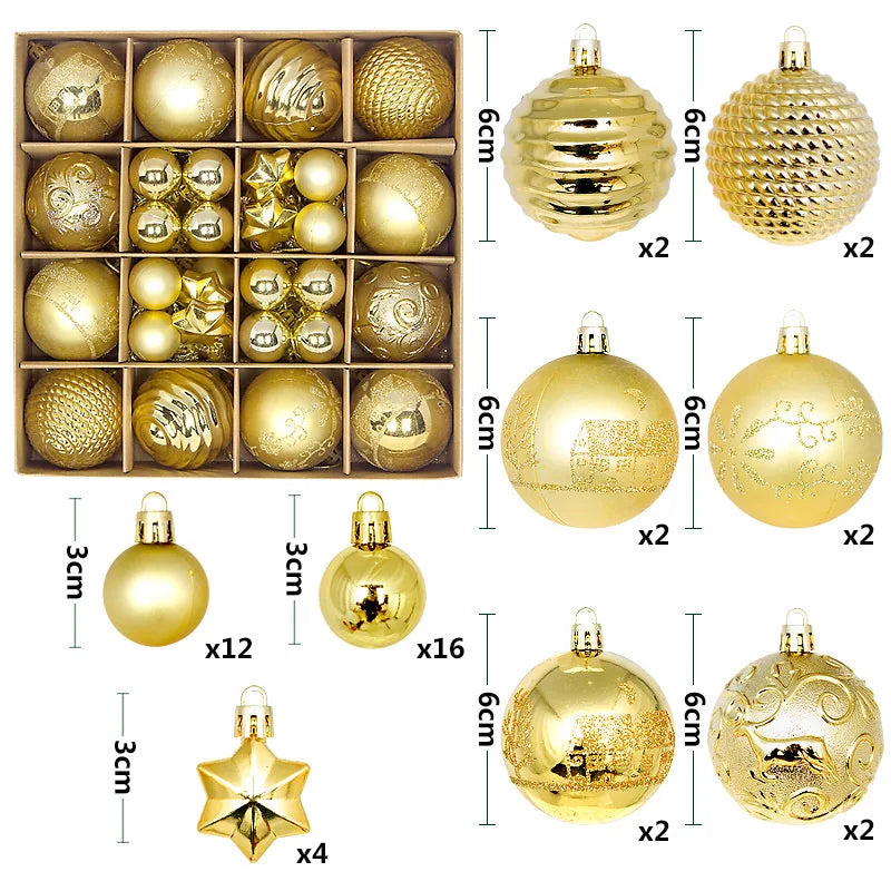 Deluxe Christmas Ball Ornament Set with Snowflake Pendants – Ideal for Large Xmas Trees & Festive Home Décor