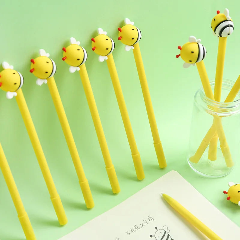 4Pcs Lovely Cute 0.5mm Blue Ink Little Honey Bee Gel Pen Writing Signing Pen School Office Supply Kids Gift Stationery