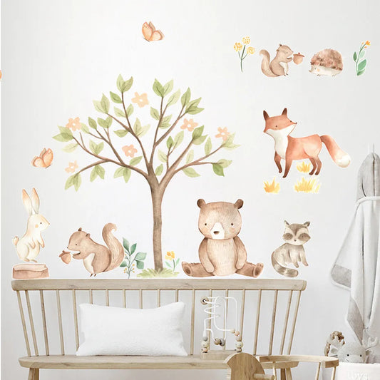 Cartoon Cute Animal illustration Watercolor Nursery Sticker