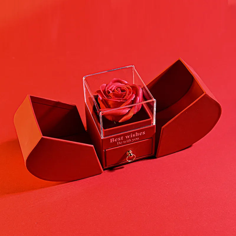 Eternal Rose Gift Box  with Heart Necklace