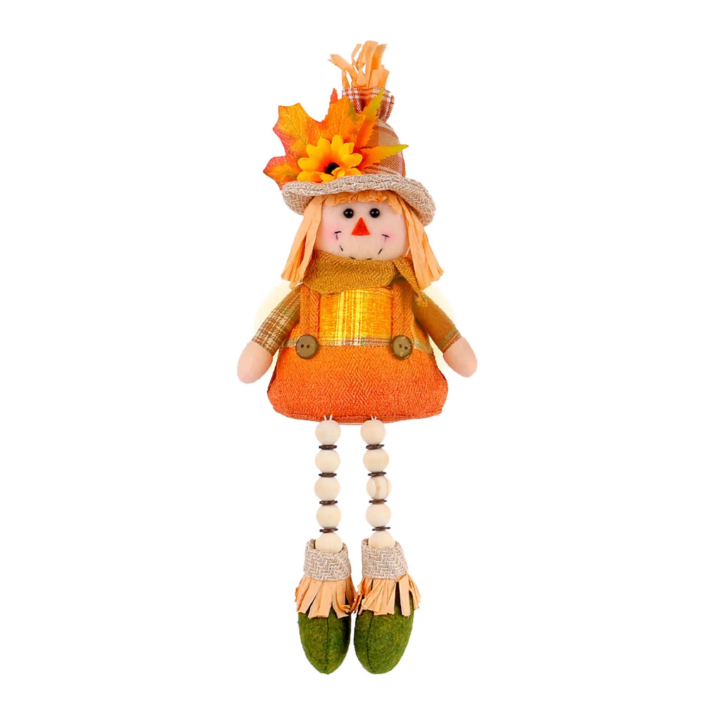 Colorful Flower & Leaf Scarecrow Plush Ornament