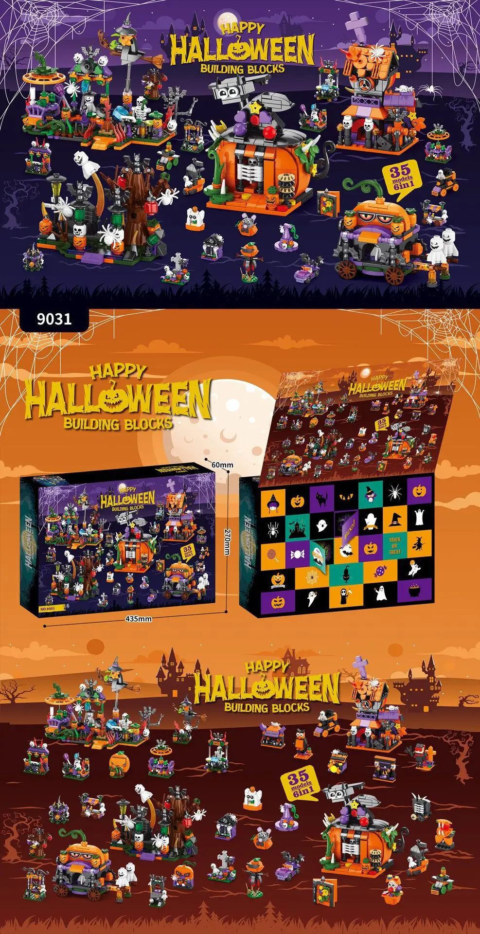 Halloween Haunted House Building Block Set with Ghost Figurines