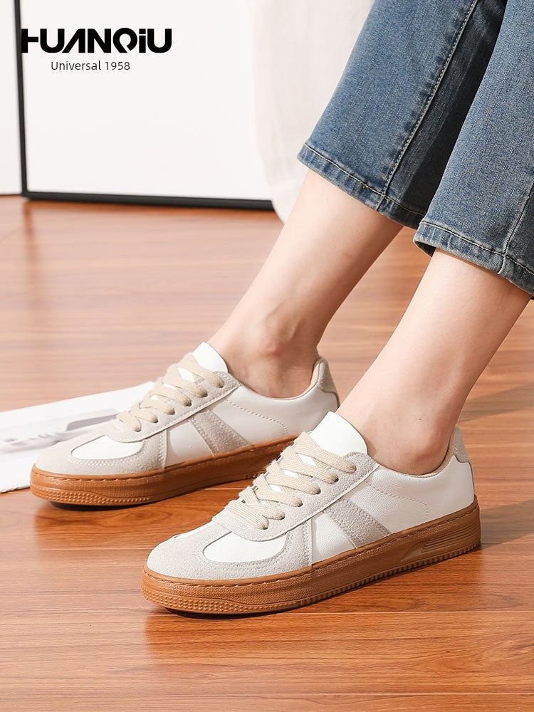 Universal Autumn Retro Flat Casual Shoes Leather Surface