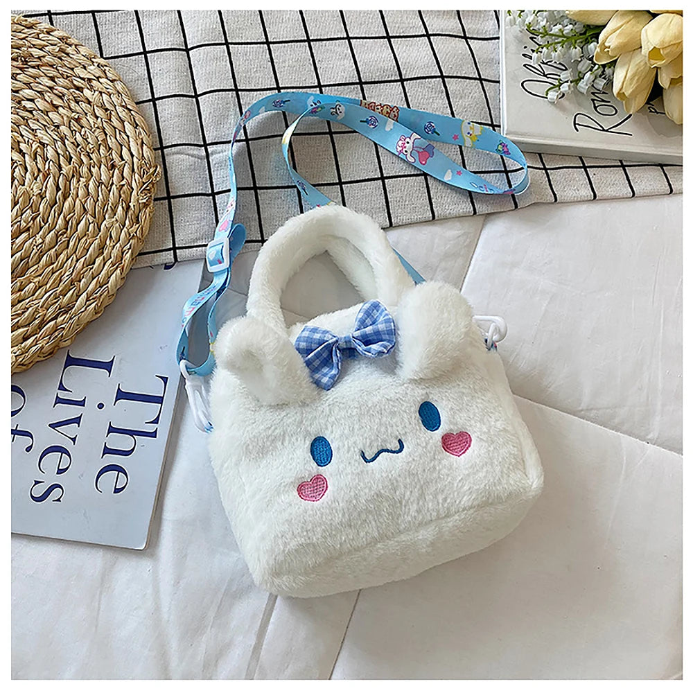 Sanrio Plush Bag Kawaii Kuromi Cinnamoroll Melody Cartoon Anime Handbag Crossbody Cosmetic Travel Storage Bags Women Girls