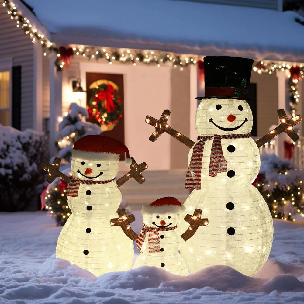 Christmas Decorations Outdoor, Pop-Up Set of 3 Snowman Christmas Decorations Outdoor