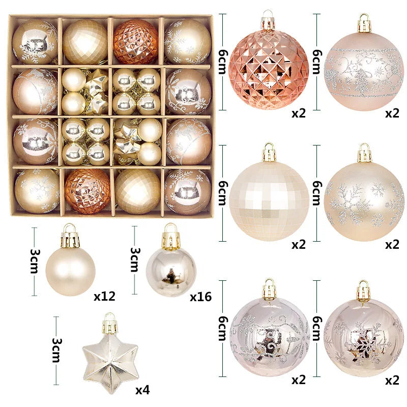 Deluxe Christmas Ball Ornament Set with Snowflake Pendants – Ideal for Large Xmas Trees & Festive Home Décor