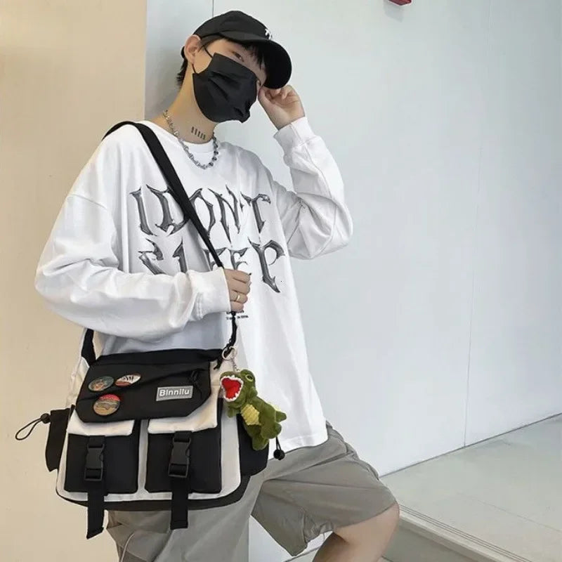 Harajuku Men Nylon Crossbody Bags