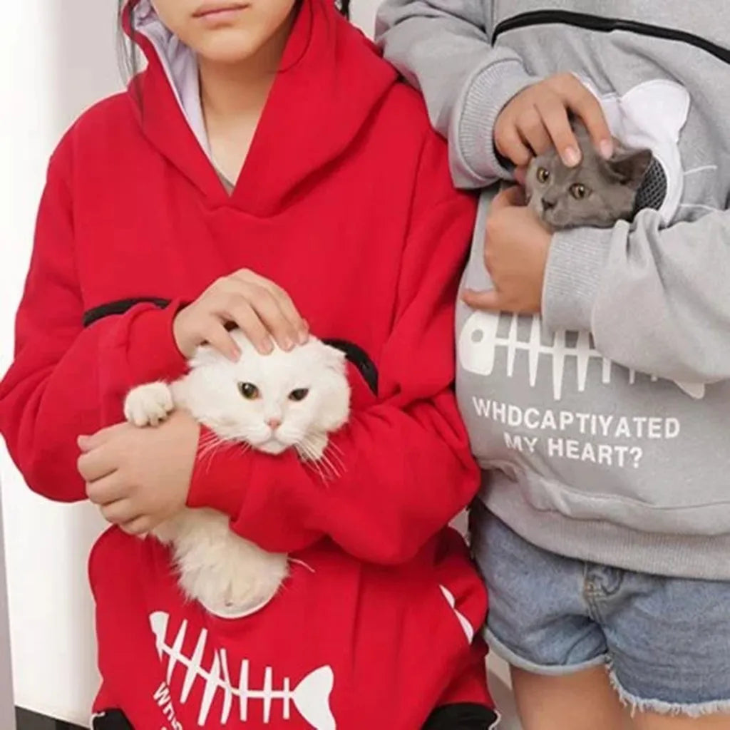 Cozy Animal Pouch Hooded Sweatshirt for Men & Women – Perfect for Pet Lovers, Casual Pullover for Winter