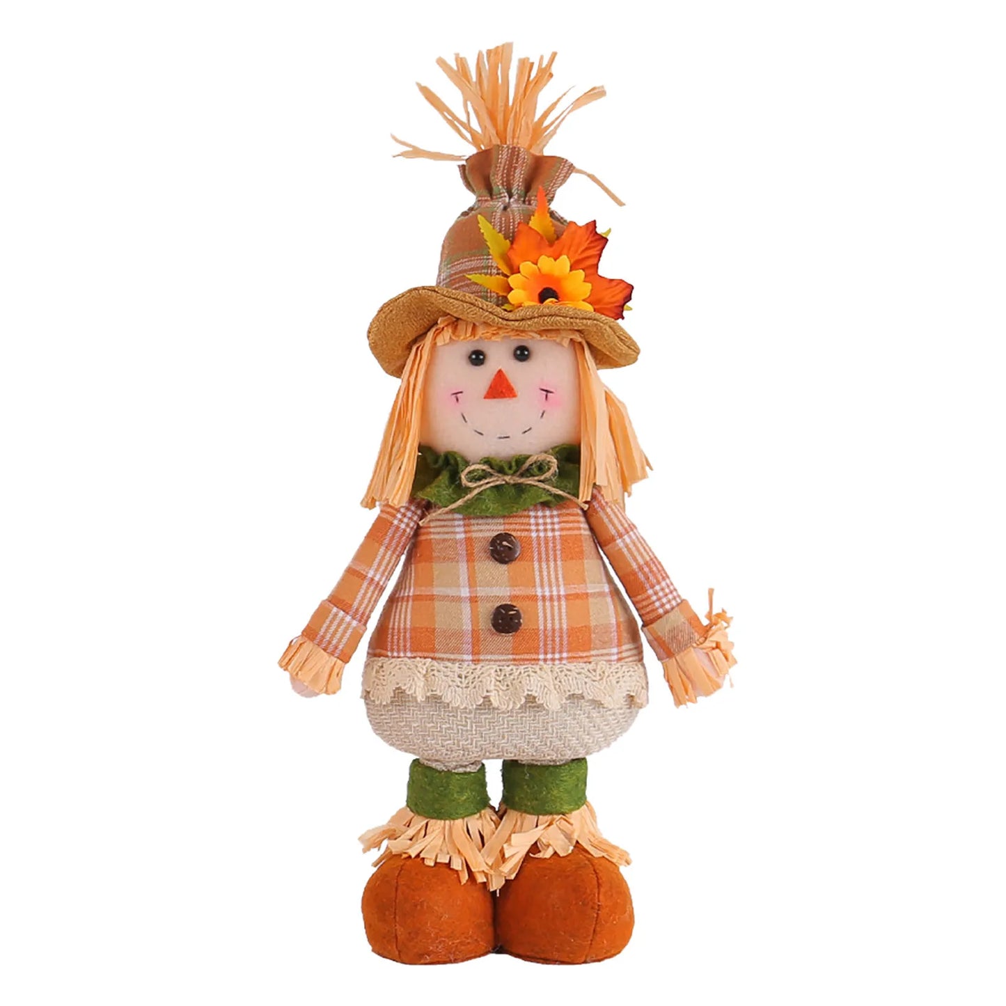 Colorful Flower & Leaf Scarecrow Plush Ornament