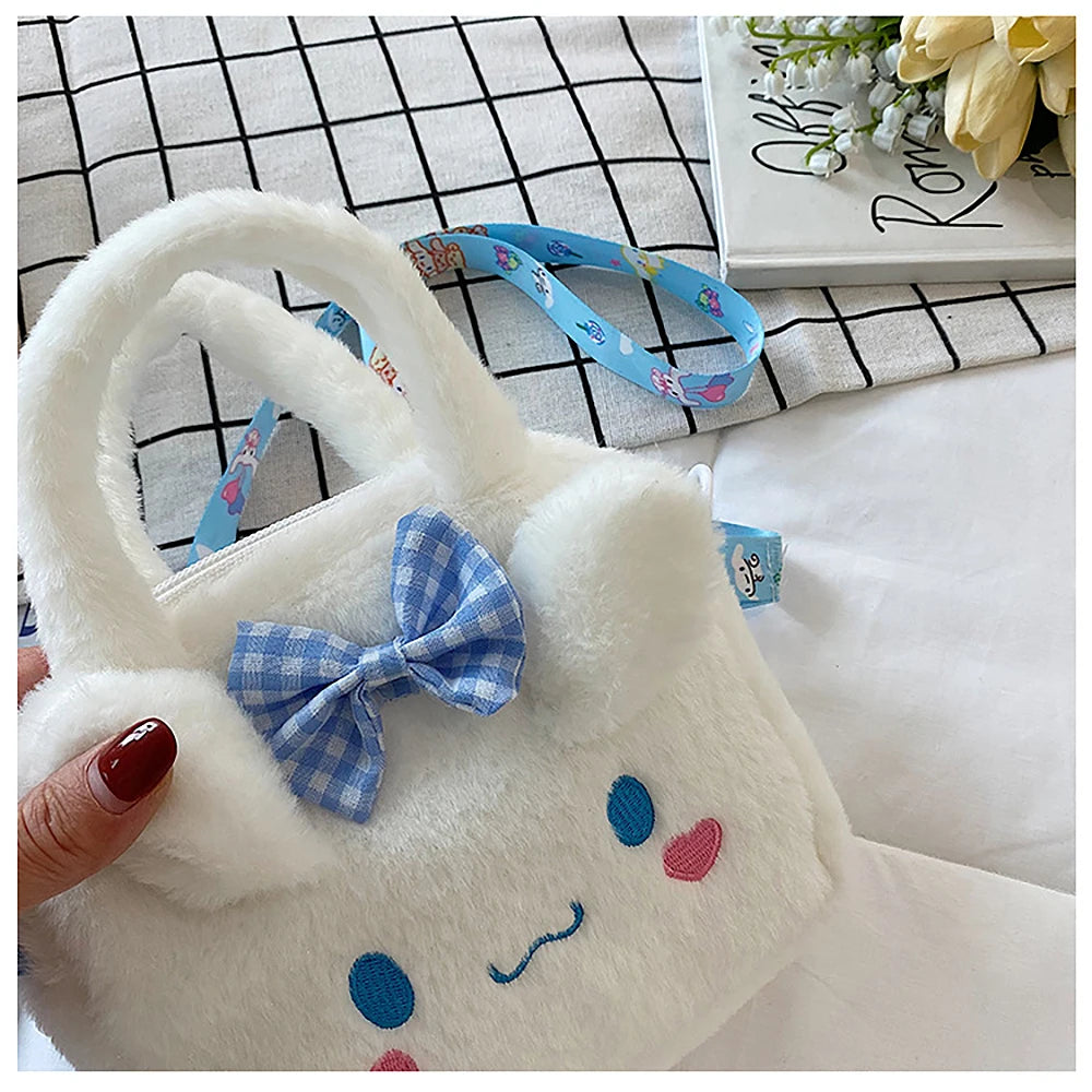 Sanrio Plush Bag Kawaii Kuromi Cinnamoroll Melody Cartoon Anime Handbag Crossbody Cosmetic Travel Storage Bags Women Girls