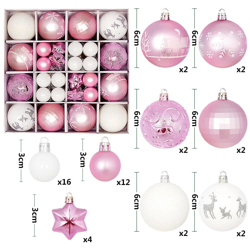 Deluxe Christmas Ball Ornament Set with Snowflake Pendants – Ideal for Large Xmas Trees & Festive Home Décor