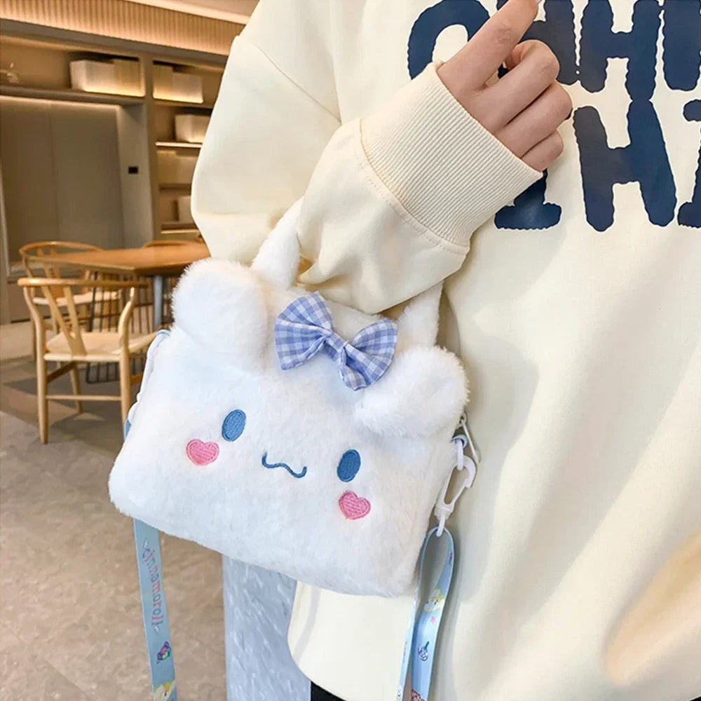 Sanrio Plush Bag Kawaii Kuromi Cinnamoroll Melody Cartoon Anime Handbag Crossbody Cosmetic Travel Storage Bags Women Girls