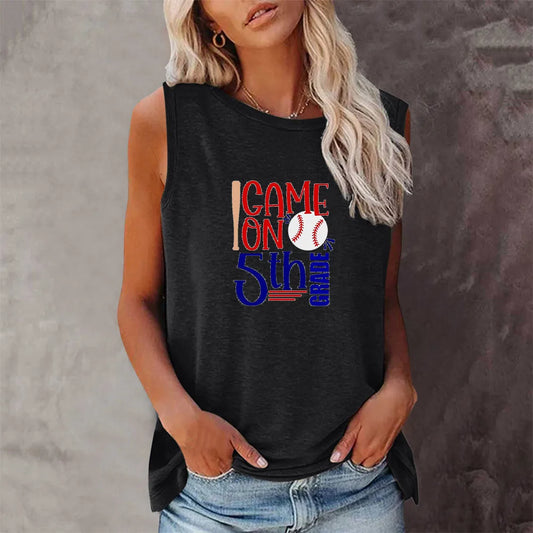 Seeyoushy I Game on 5th Gade Baseball Summer's New Women's Sleeveless T-shirt Women's T-shir Harajuku Fashion T-shirt Camisetas