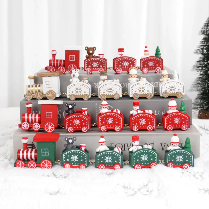 Christmas Wooden Train Merry Christmas Decorations for Home