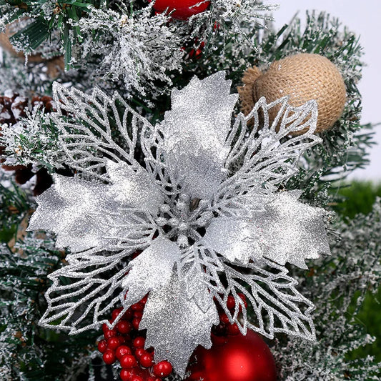 Artificial Christmas Tree Flower Glitter